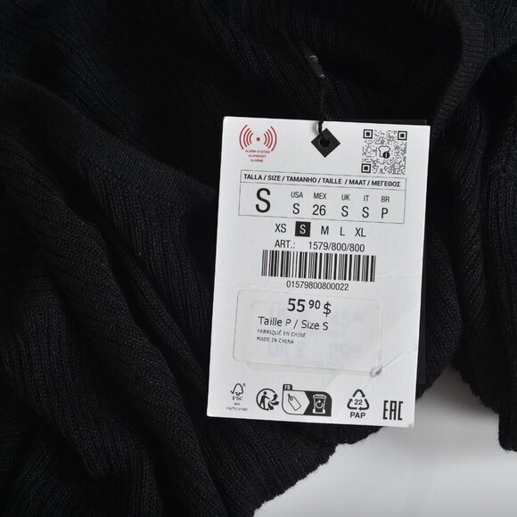 NWT Zara Lingerie Sheer Bodysuit Black Long Sleeve Size Small - Picture 6 of 9